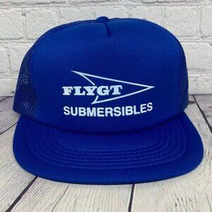 Vintage FLYGT Submersible Trucker Hat Mesh Cap Adjustable Snapback Blue